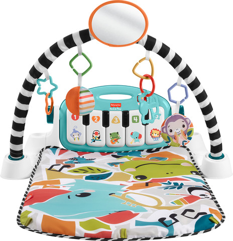משטח פעילות מוסיקלי כולל פסנתר דגם Glow And Grow Kick & Play Piano Gym Baby Playmat With Musical Learning Toy