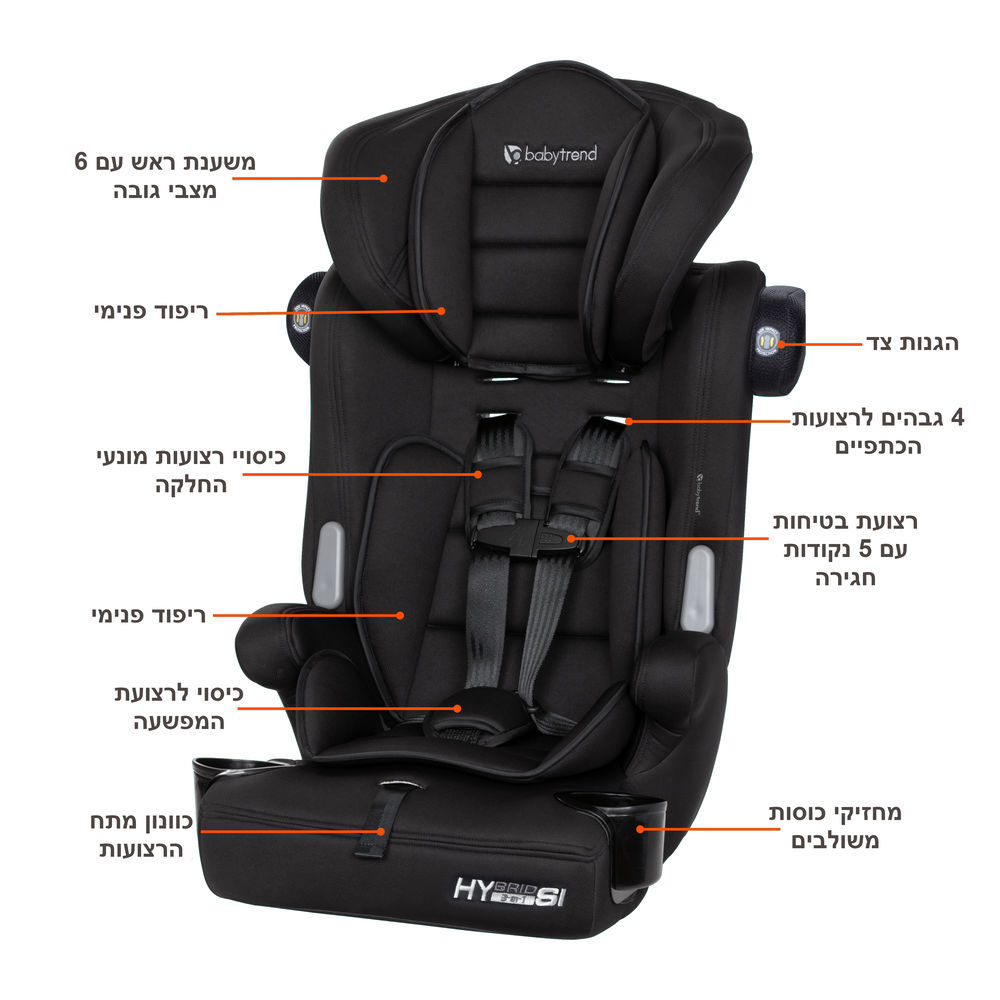 כסא בטיחות משולב בוסטר 3ב1 מגיל שנתיים דגם Hybrid