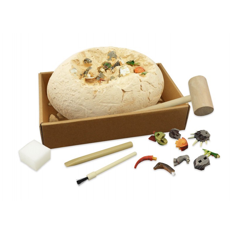 מגה ביצת דינוזאור לחפירה כולל 4 דמויות דינוזאורים לגלות ולהרכיב דגם Dino Mega Egg
