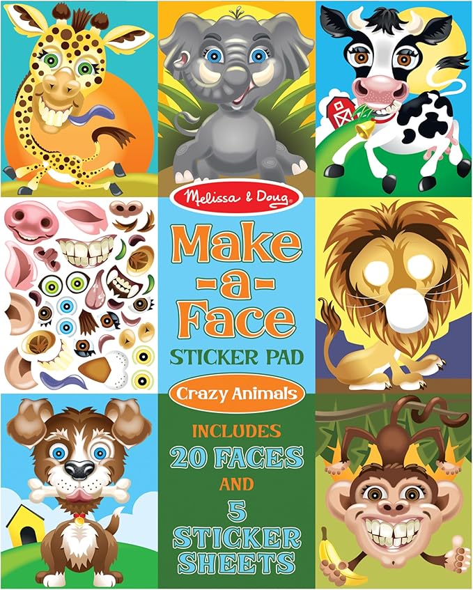 חוברת מדבקות חיות משוגעות דגם Crazy Animals