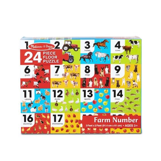 פאזל רצפה מספרים וחווה 24 חלקים דגם Farm Number