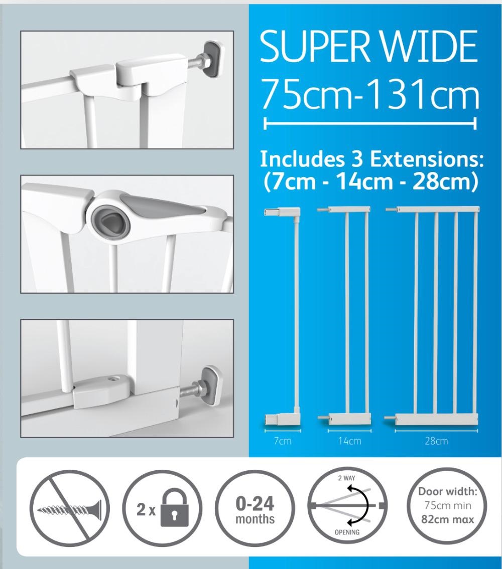 שער לחץ בטיחותי לפתחים 75-131 סמ דגם Easy Fit Super Wide
