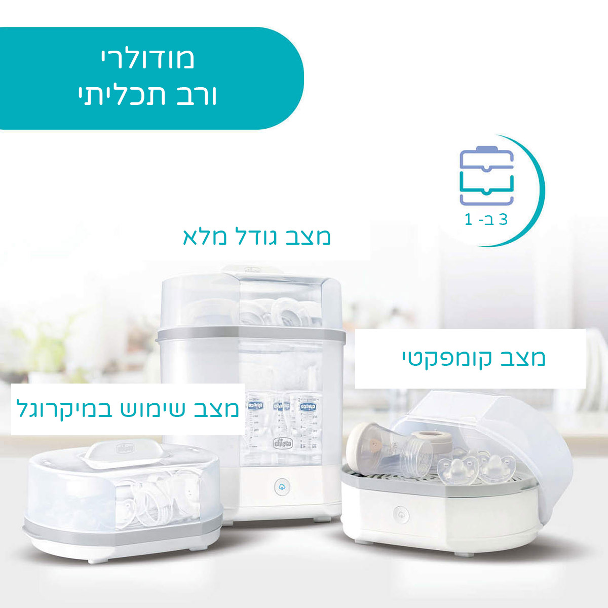 סטריליזטור חשמלי 3ב1 דגם Electric Steam Sterilizer