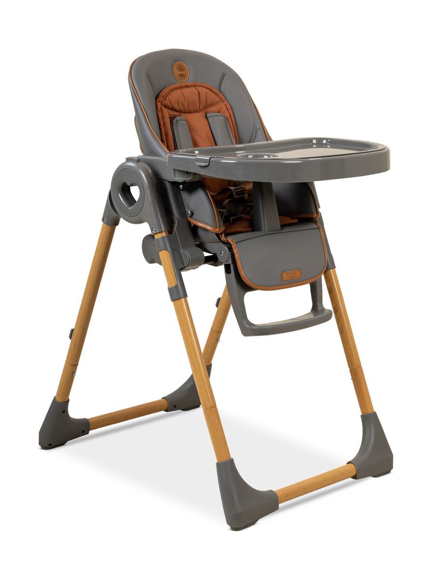 כסא אוכל בעל ריפוד דמוי עור ושלד דמוי עץ דגם Woody